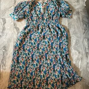 Ganni Blue Puff Sleeve Dress